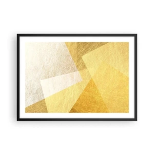 Póster en marco negro - Formas geométricas en tonos dorados y claros. - 70x50cm - Tiempo de geometría - Decoración de pared moderna para salón y dormitorio ARTTOR