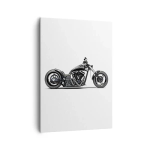 Cuadro sobre lienzo - Impresión de Imagen - Elegante motocicleta personalizada negra sobre un fondo blanco. - 50x70cm - Para los que aman la libertad - Decoración de pared moderna para salón y dormitorio ARTTOR