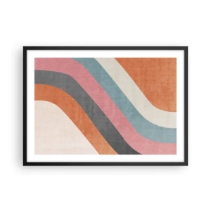 Póster en marco negro - Rayas retro coloridas - 70x50cm - Composición diagonal - movimiento - Decoración de pared moderna para salón y dormitorio ARTTOR