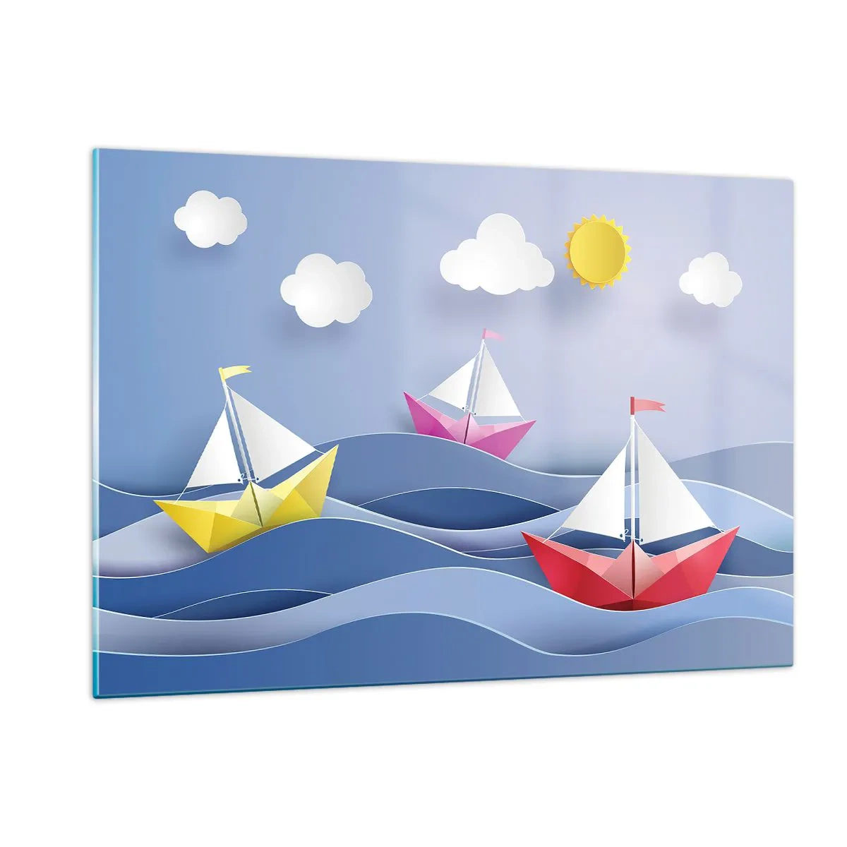 Cuadro sobre vidrio - Impresiones sobre Vidrio - Oh, qué bonito es mecerse en las olas. - 120x80cm - Oh, qué agradable es balancearse entre las olas - Decoración de pared moderna para salón y dormitorio ARTTOR