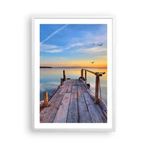 Póster en marco blanco - Caminando hacia el sol - 50x70 cm