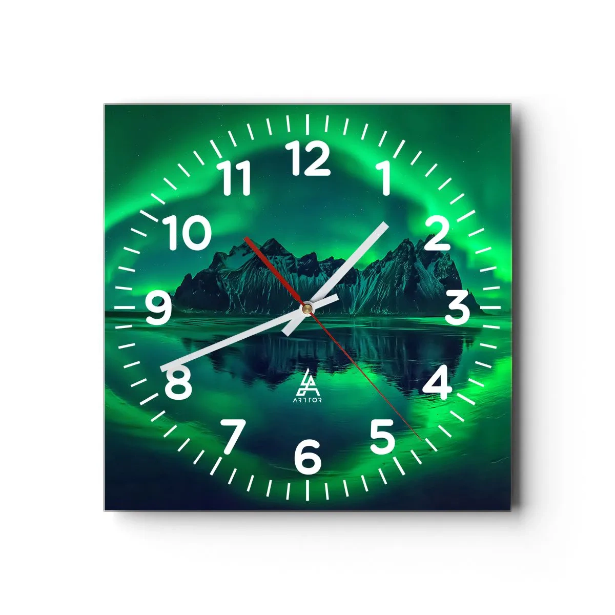 Reloj de pared - Reloj de vidrio - En los brazos de la aurora - 30x30 cm