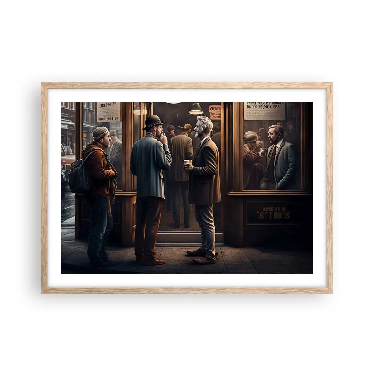 Póster en marco roble claro - Un buen momento del día - 70x50 cm