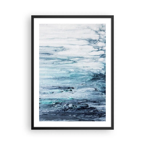 Póster en marco negro - Patrón abstracto en tonos de azul y gris. - 50x70cm - Carámbanos de azul - Decoración de pared moderna para salón y dormitorio ARTTOR