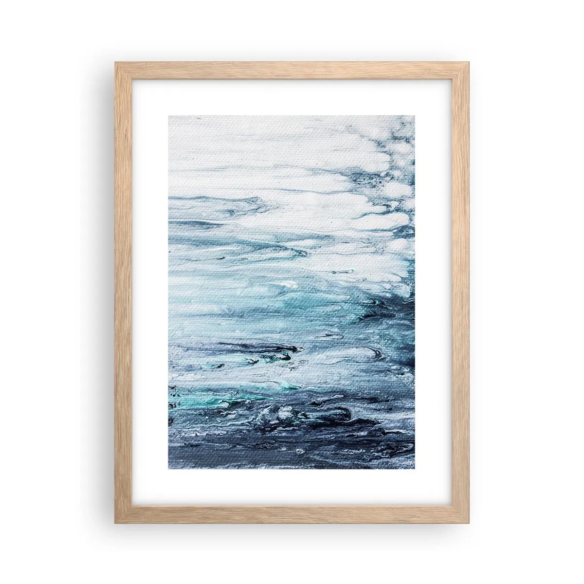 Póster en marco roble claro - Carámbanos de azul - 30x40 cm