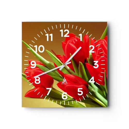 Reloj de pared - Reloj de vidrio - Estallido de alegría primaveral - 40x40 cm