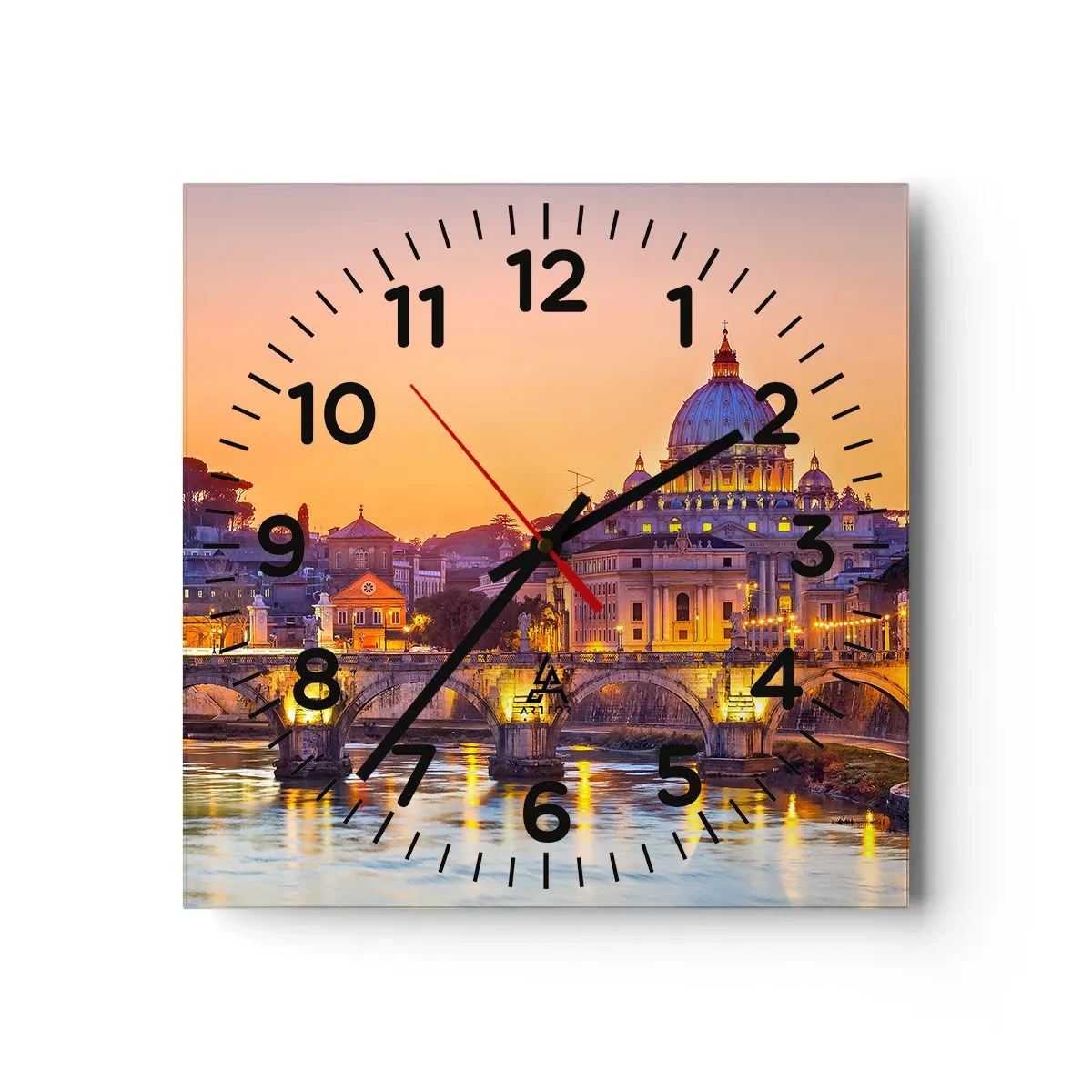 Reloj de pared - Reloj de vidrio - Crepúsculo sobre la Ciudad Eterna - 40x40 cm