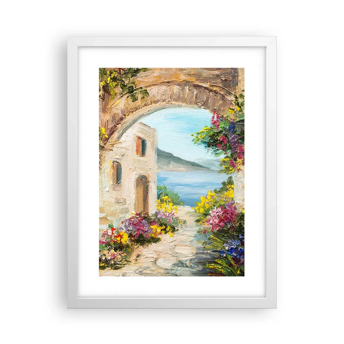 Póster en marco blanco - El encanto del paisaje costero - 30x40 cm