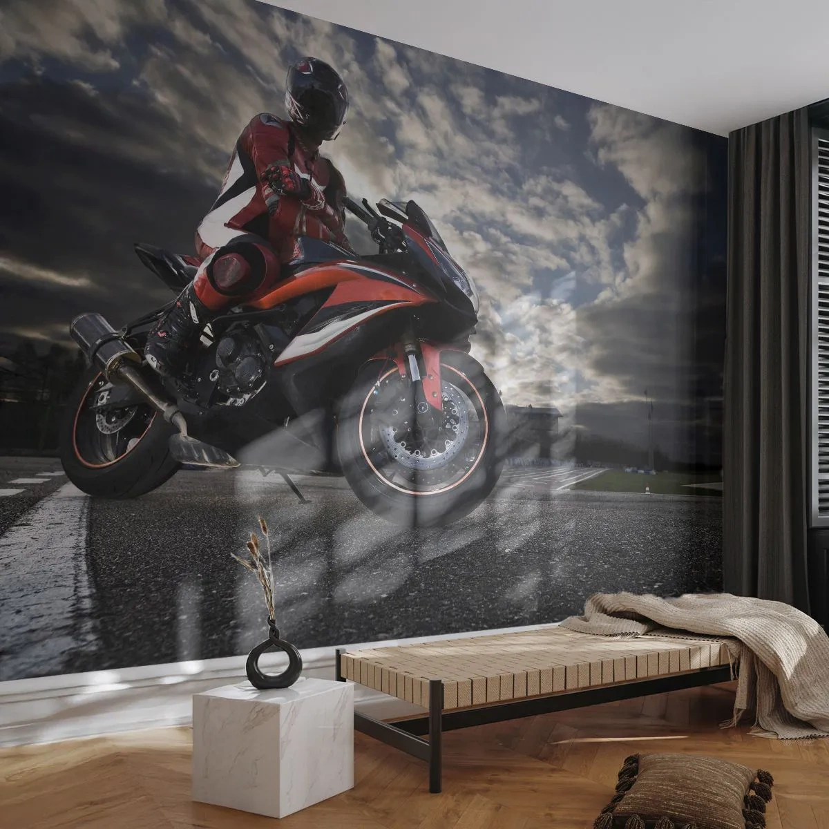 Fotomural personalizado Premium Canvas - Motorista oscuro - Automotor, Moto, Carrera