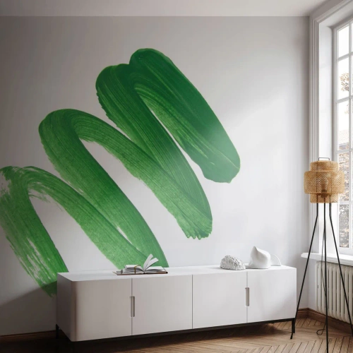 Fotomural Autadhesivo Deluxe Sticker - Una broma verde - Pintar, Minimalismo, Abstracción - 100x70 cm