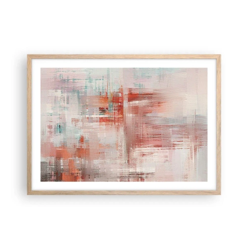 Póster en marco roble claro - Niebla rosa - 70x50 cm