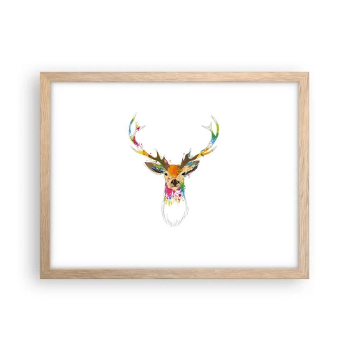 Póster en marco roble claro - Un suave ciervo bañado en color - 40x30 cm