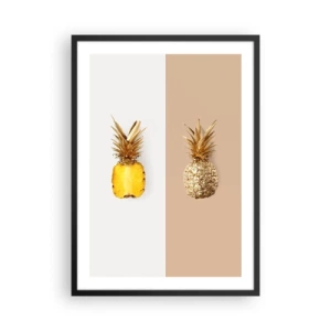 Póster en marco negro - Una composición minimalista de dos piñas. - 50x70cm - Piña y media - Decoración de pared moderna para salón y dormitorio ARTTOR