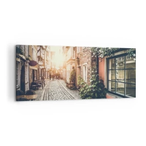 Cuadro sobre lienzo - Impresión de Imagen - El callejón de las rosas - 100x40 cm