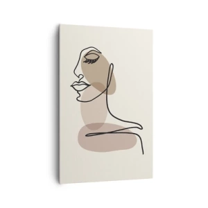 Cuadro sobre lienzo - Impresión de Imagen - Rostro de mujer minimalista con manchas abstractas. - 80x120cm - Escucharse a sí misma - Decoración de pared moderna para salón y dormitorio ARTTOR