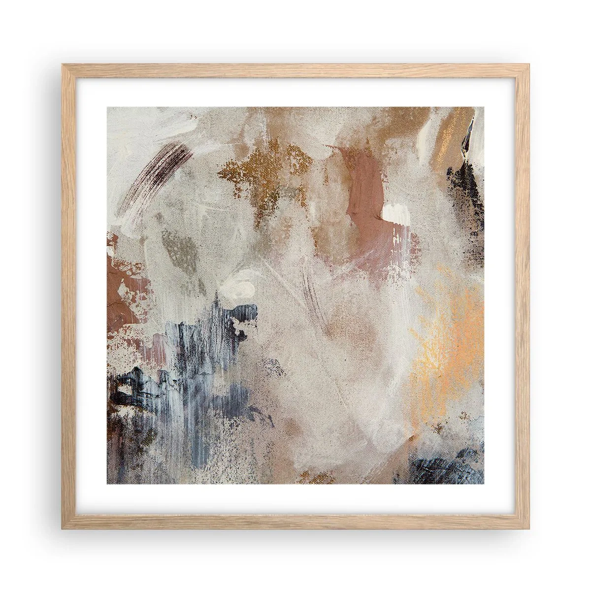 Póster en marco roble claro - Abstracción brumosa - 50x50 cm