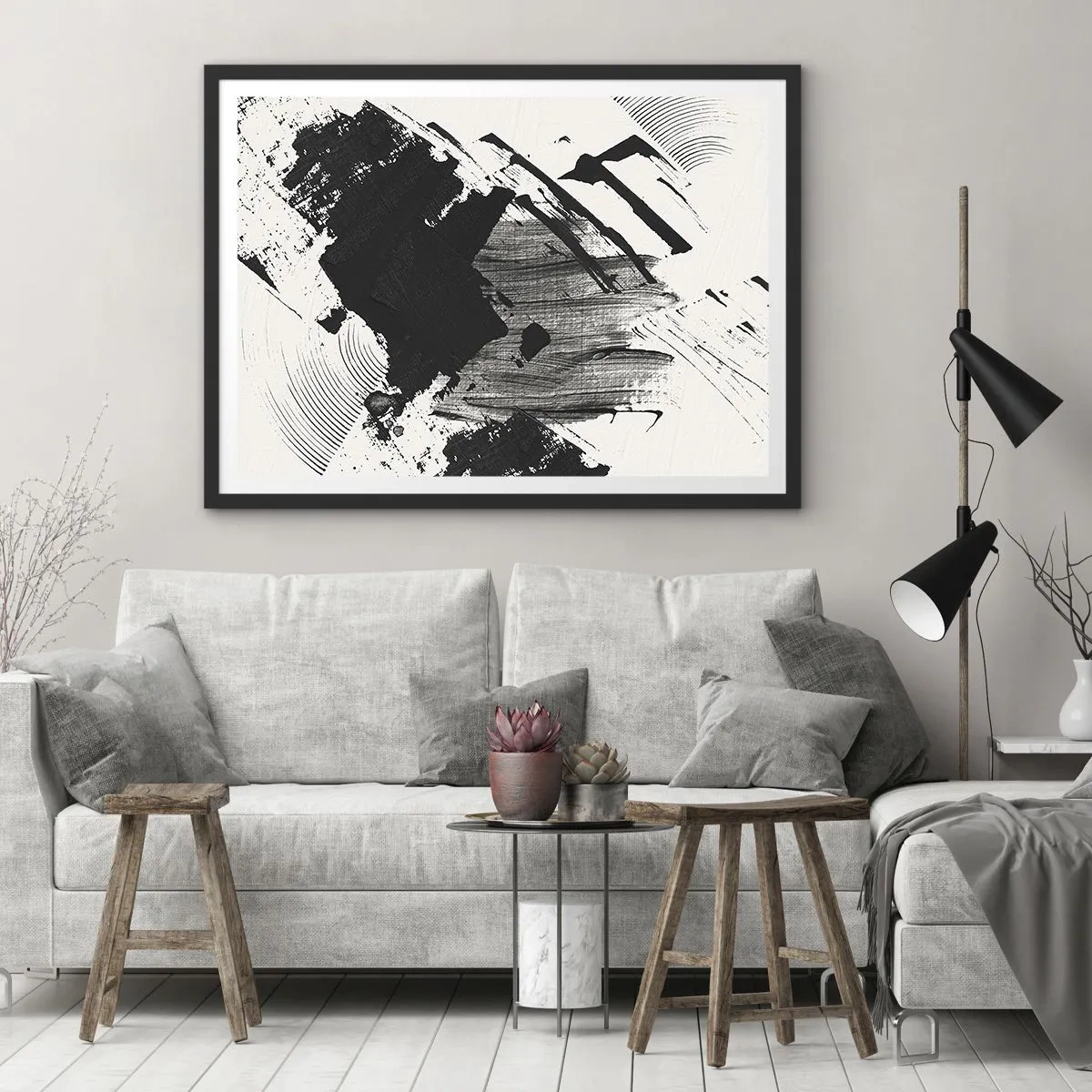 Póster en marco negro - Abstracción: la expresión del negro - 91x61 cm
