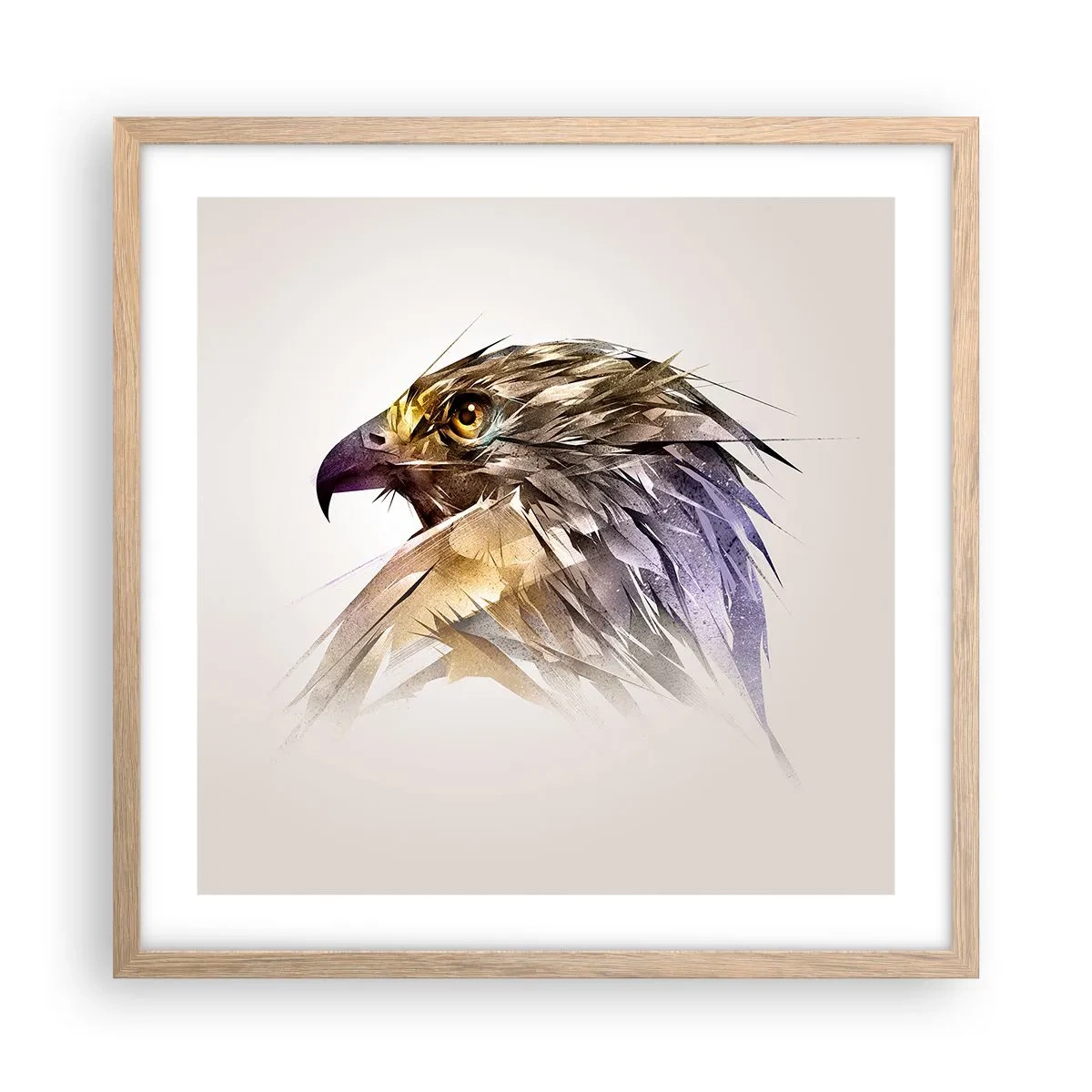 Póster en marco roble claro - Retrato de un guerrero - 50x50 cm