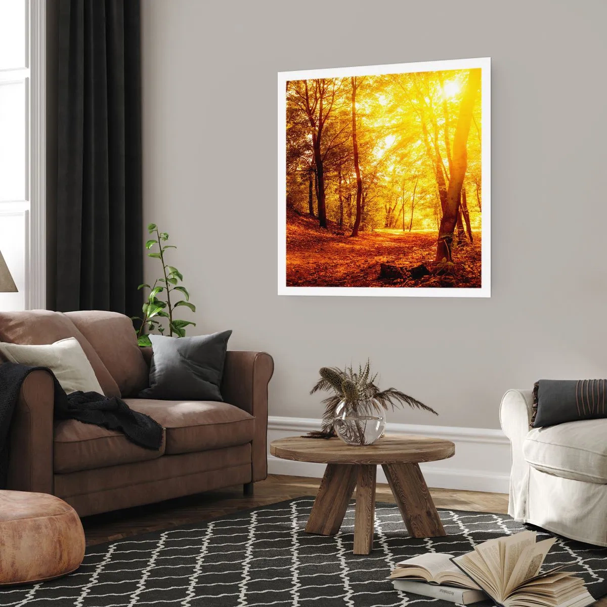 Póster - Hacia un claro de oro - 60x60 cm