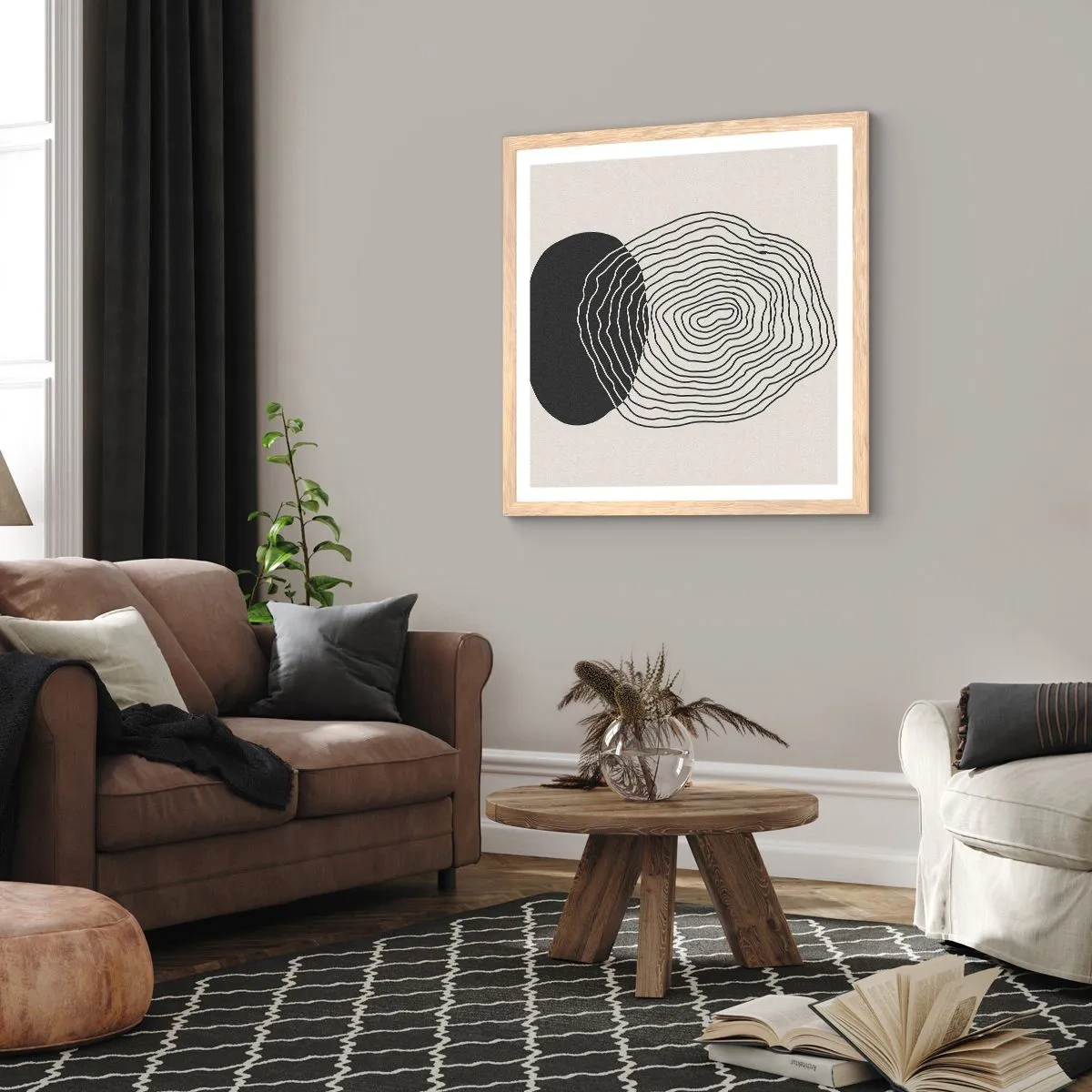 Póster en marco roble claro - Persistencia y vibración - 50x50 cm