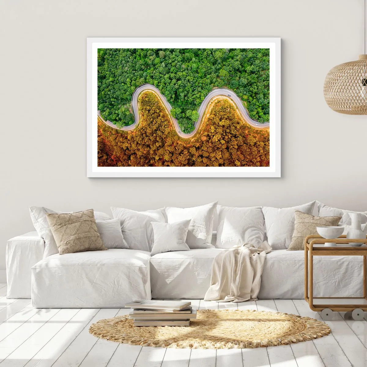 Póster en marco blanco - Frontera serpenteante - 100x70 cm