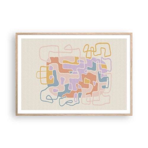 Póster en marco roble claro - Laberinto - una alegre aventura - 100x70 cm