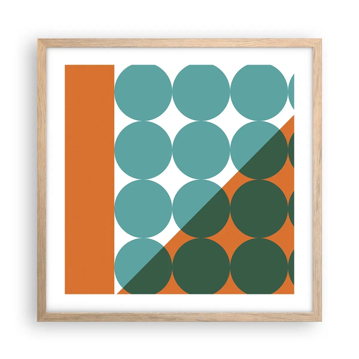 Póster en marco roble claro - Hacia arriba y en diagonal - 50x50 cm