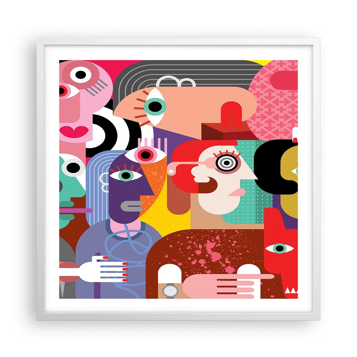 Póster en marco blanco - Estilo Picasso - 60x60 cm