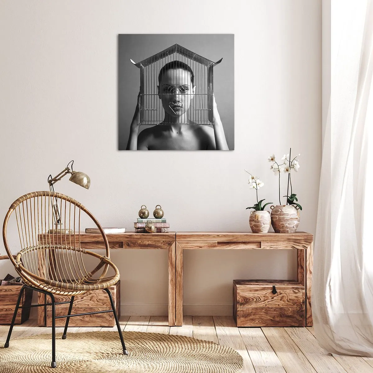 Cuadro sobre lienzo - Impresión de Imagen - Un retrato algo surrealista - 50x50 cm