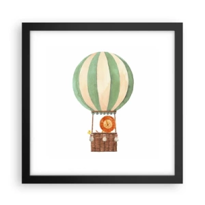 Póster en marco negro - Los viajes del león - 30x30 cm