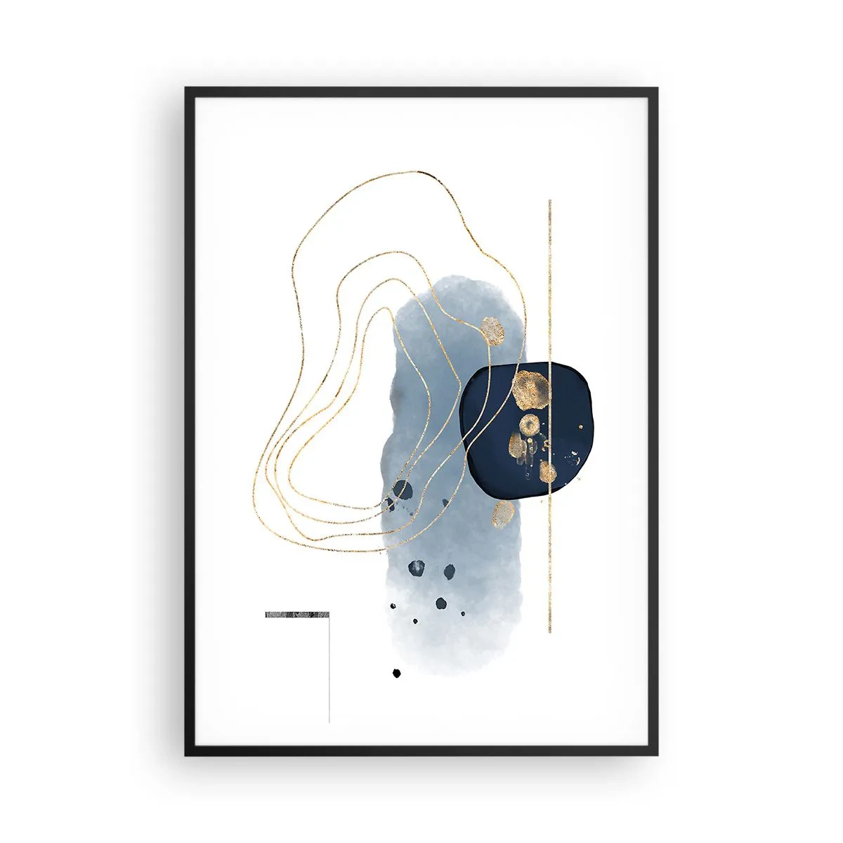 Póster en marco negro - Fantasía azul y oro - 70x100 cm