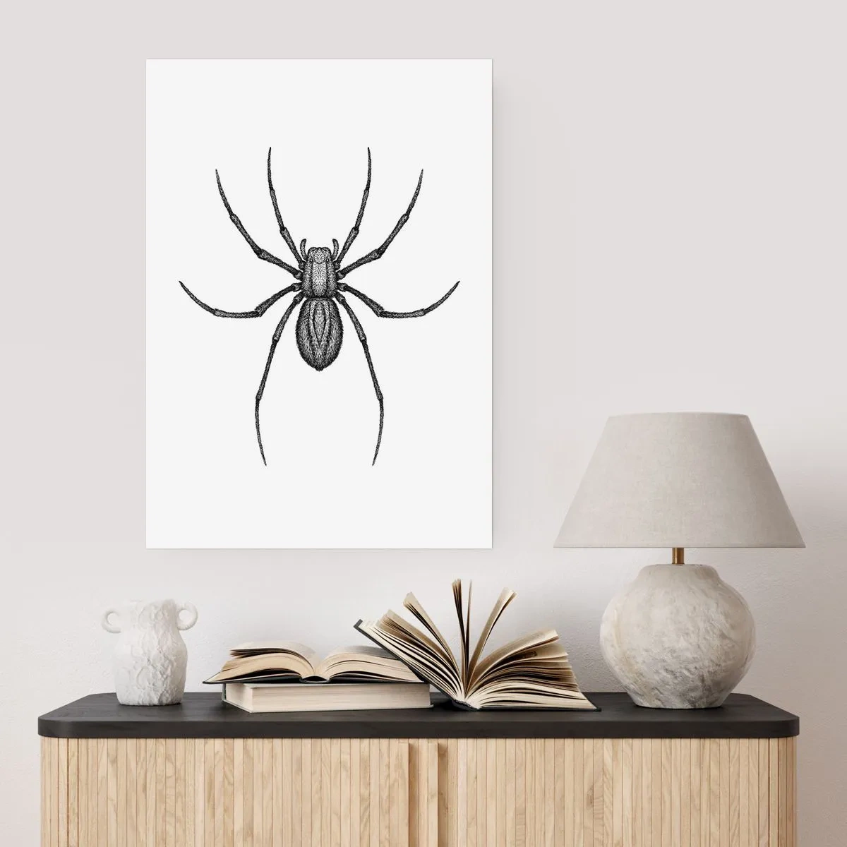 Póster - Ilustración detallada de una araña sobre un fondo blanco. - 50x70cm - Precisión inquietante - Decoración de pared moderna para salón y dormitorio ARTTOR