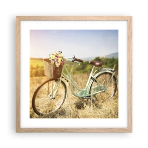 Póster en marco roble claro - Me quedaré aquí un tiempo - 40x40 cm