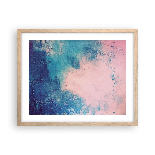 Póster en marco roble claro - Abrazo azul - 50x40 cm