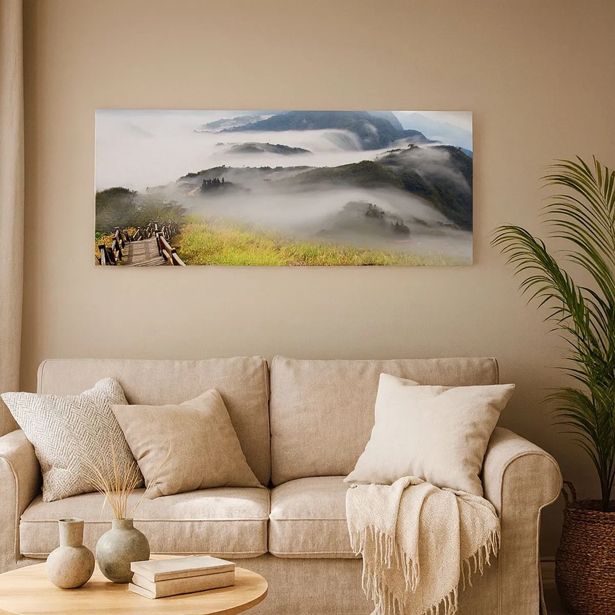 Cuadro sobre lienzo - Impresión de Imagen - Tejido de resplandor y niebla - 100x40 cm