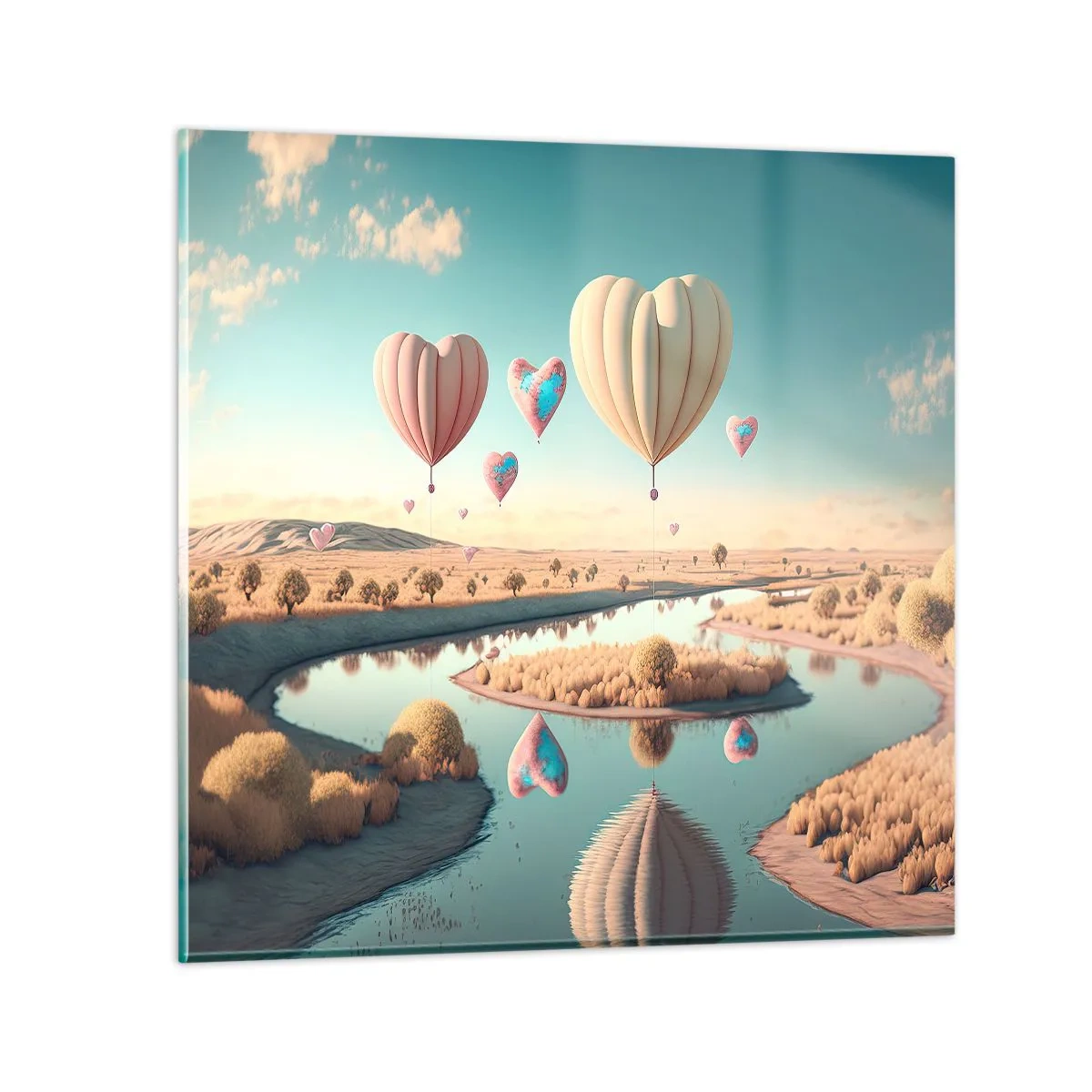 Cuadro sobre vidrio - Impresiones sobre Vidrio - El amor te hace volar - 60x60 cm