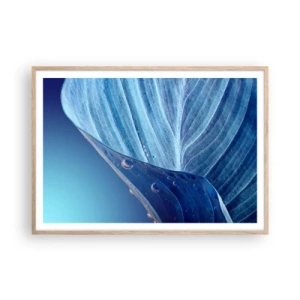 Póster en marco roble claro - Gotas ocultas de azul - 100x70 cm