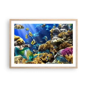 Póster en marco roble claro - Vacaciones submarinas - 70x50 cm