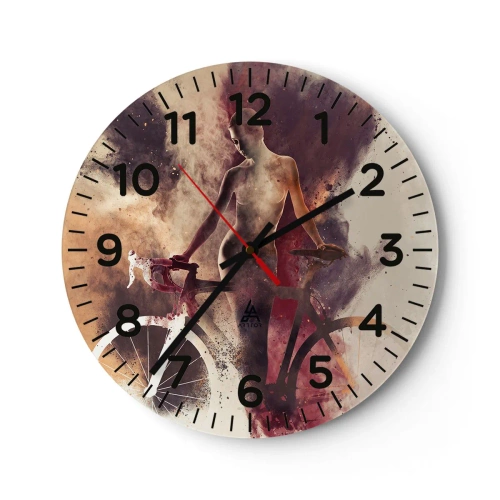 Reloj de pared - Reloj de vidrio - En las formas de mármol un alma ciclista - 40x40 cm