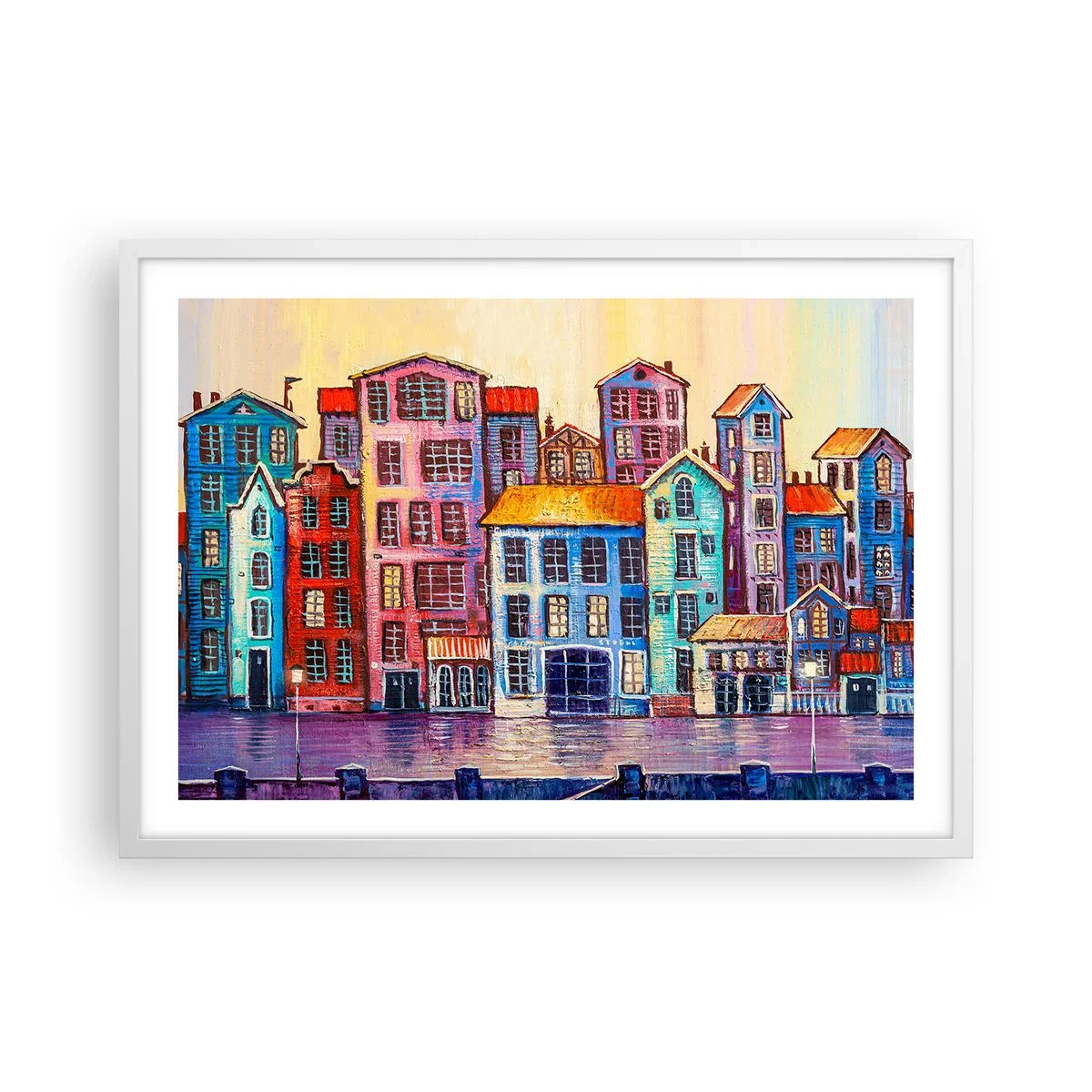 Póster en marco blanco - Una ciudad como un cuento de hadas - 70x50 cm