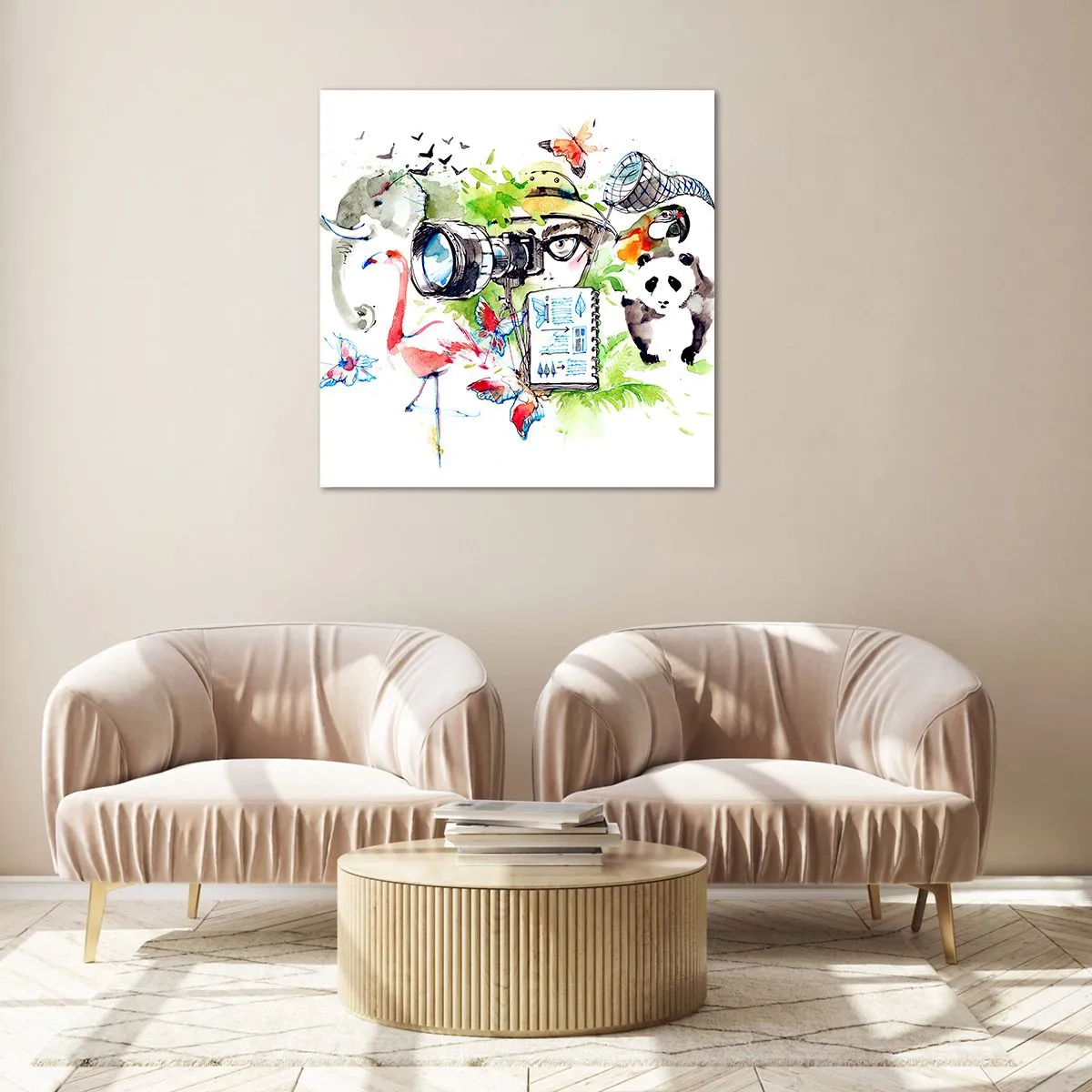 Cuadro sobre vidrio - Impresiones sobre Vidrio - En la objetivo de un viajero - 70x70 cm