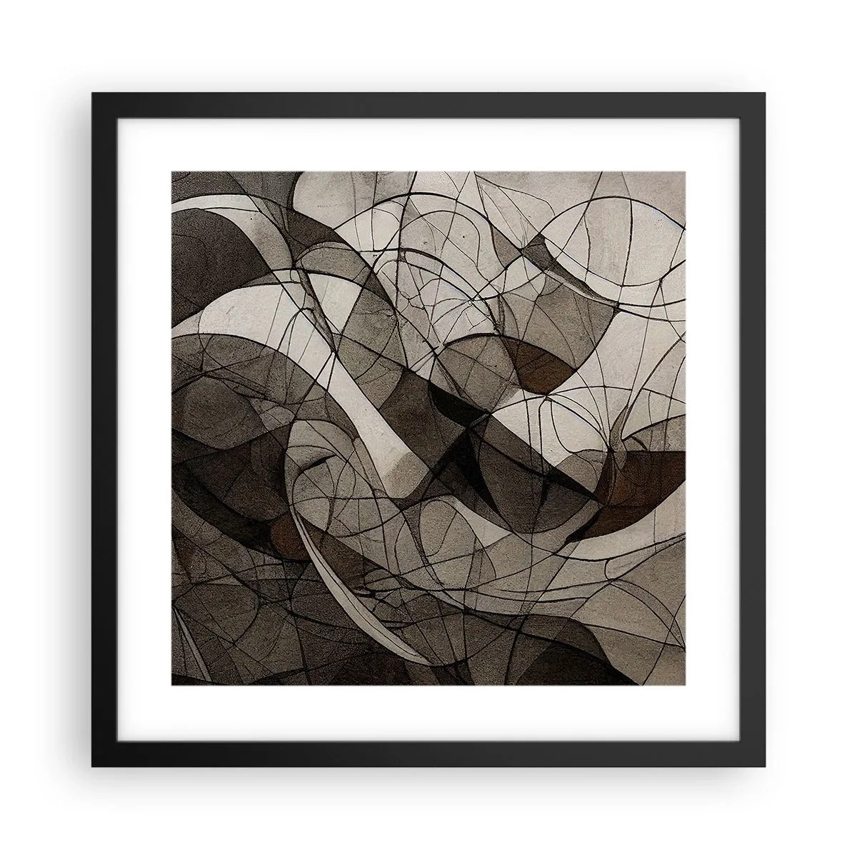 Póster en marco negro - Circulación en colores tierra - 40x40 cm