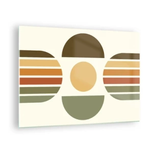 Cuadro sobre vidrio - Impresiones sobre Vidrio - Diseño geométrico abstracto con tonos terrosos y formas atrevidas. - 70x50cm - Los tonos de la tierra - Decoración de pared moderna para salón y dormitorio ARTTOR