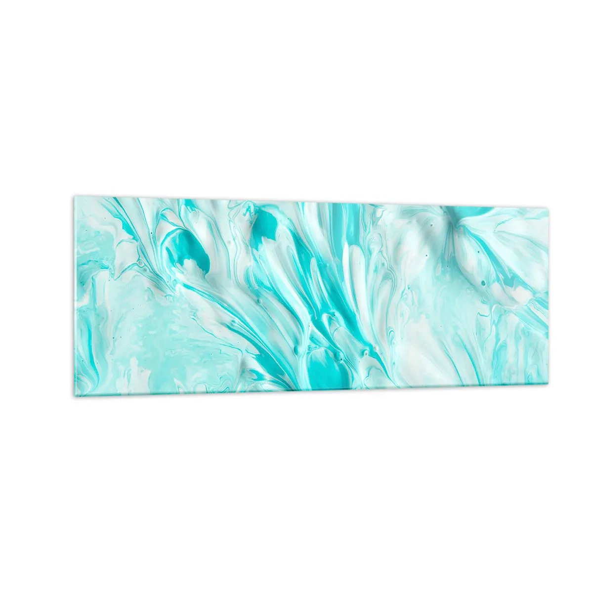 Cuadro sobre vidrio - Impresiones sobre Vidrio - Un motivo abstracto en tonos pastel de azul y blanco. - 140x50cm - Juntos para siempre - Decoración de pared moderna para salón y dormitorio ARTTOR