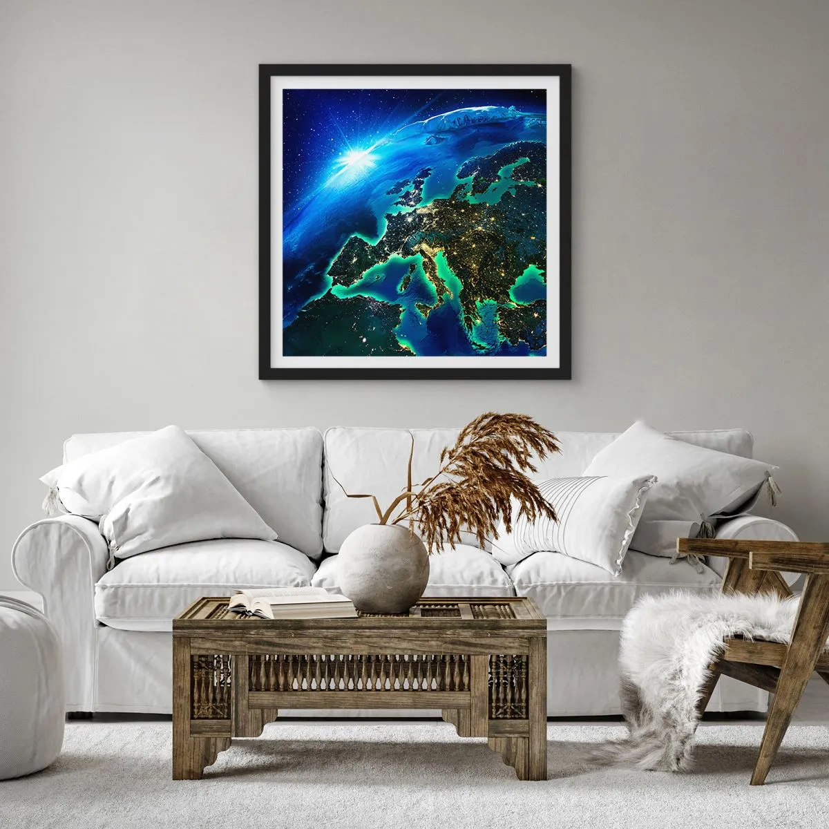 Póster en marco negro - Una Europa resplandeciente - 30x30 cm