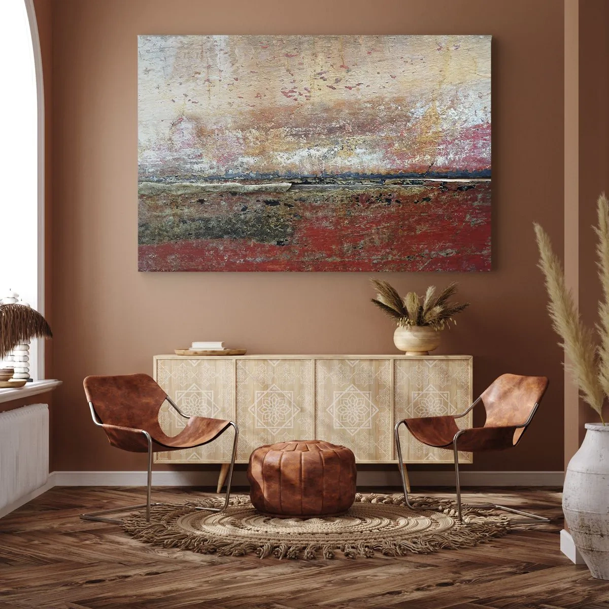 Cuadro sobre lienzo - Impresión de Imagen - Una composición abstracta inspirada en el mar y la naturaleza. - 100x70cm - Tal vez sea el mar - Decoración de pared moderna para salón y dormitorio ARTTOR