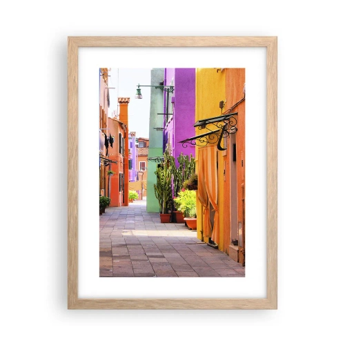 Póster en marco roble claro - El callejón arco iris - 30x40 cm
