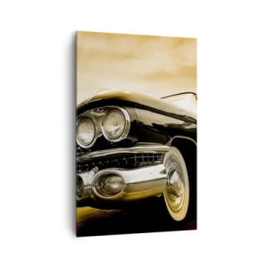 Cuadro sobre lienzo - Impresión de Imagen - Un coche vintage con aspecto retro y detalles cromados. - 80x120cm - Los clásicos nunca desaparecen - Decoración de pared moderna para salón y dormitorio ARTTOR