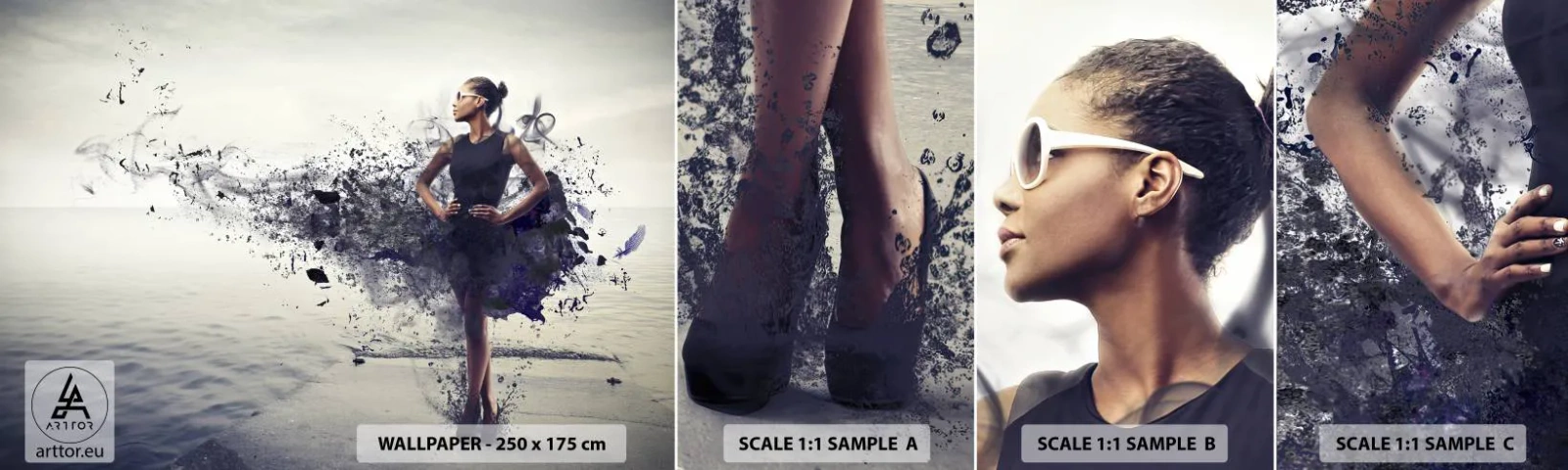 Muestra de fotomural autoadhesivo Deluxe Sticker - Venus africana - Mujer, Abstracción, Modelo - 100x30 cm