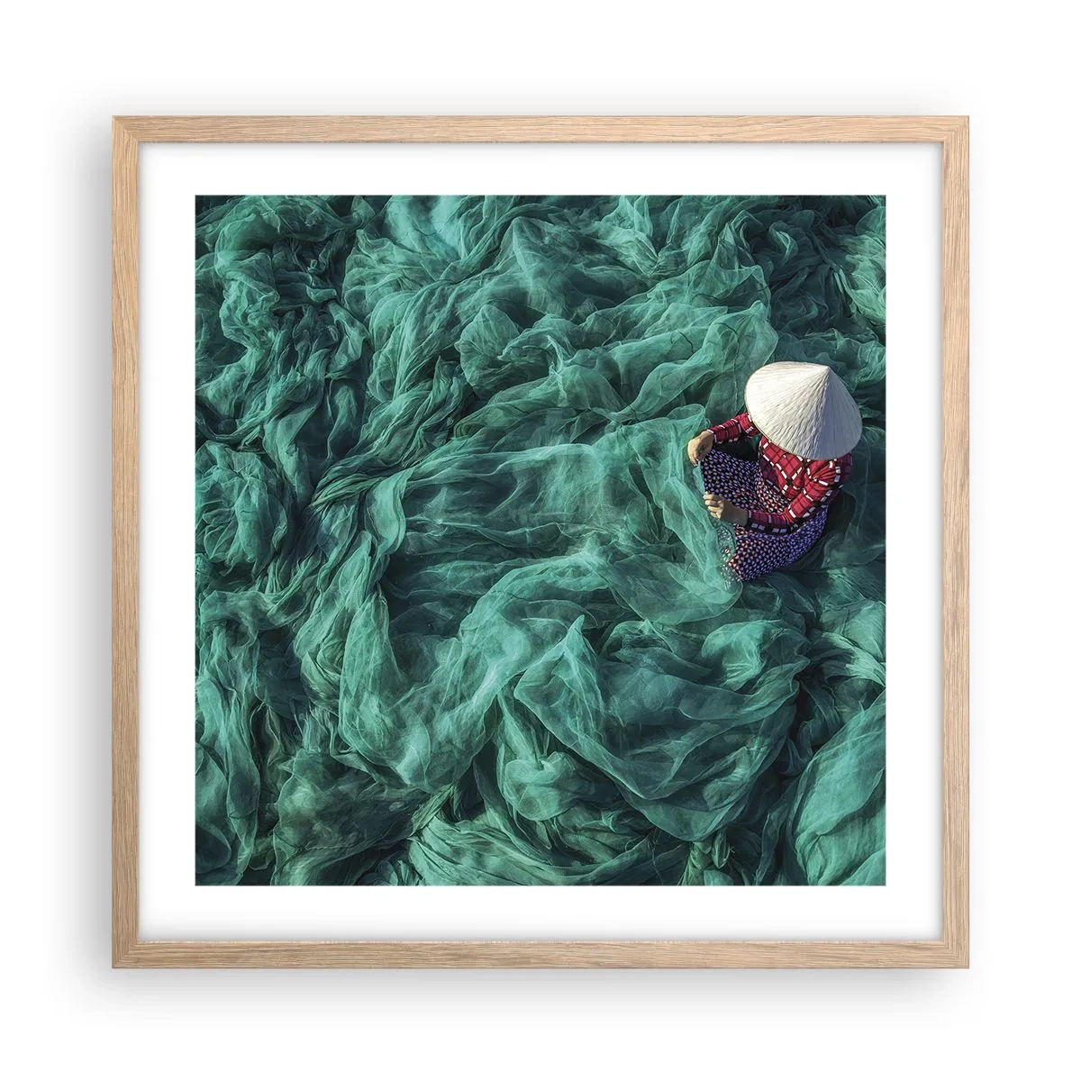 Póster en marco roble claro - En un mar de redes - 50x50 cm